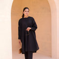 Fancy Black Cotton Sleeveless V-Neck Co-Ord Set with Straight Pants
