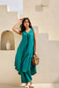 Stylish Teal Green Cotton Sleeveless V-Neck Co-Ord Set with Straight Pants