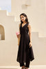 Fancy Black Cotton Sleeveless V-Neck Co-Ord Set with Straight Pants