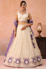 Elegant Cream Jacquard Silk Embroidered Lehenga Choli with Purple Dupatta