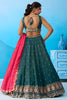 Luxurious Dark Green Cosmos Silk Embroidered Lehenga Choli with Pink Dupatta
