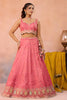 Stunning Pink Cosmos Silk Embroidered Lehenga Choli with Mustard Yellow Dupatta