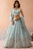Graceful Sky Blue Tissue Embroidered Wedding Lehenga Choli with Dupatta