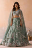 Pretty Green Tissue Embroidered Wedding Lehenga Choli with Dupatta