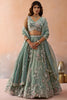 Pretty Green Tissue Embroidered Wedding Lehenga Choli with Dupatta
