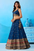 Wonderful Navy Blue Chinon Embroidered Lehenga Choli with Dupatta