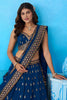 Wonderful Navy Blue Chinon Embroidered Lehenga Choli with Dupatta