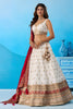Stylish White Chinon Embroidered Wedding Lehenga Choli with Red Dupatta