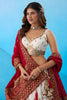 Stylish White Chinon Embroidered Wedding Lehenga Choli with Red Dupatta