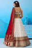 Stylish White Chinon Embroidered Wedding Lehenga Choli with Red Dupatta