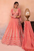 Fancy Peach Tissue Embroidered Wedding Lehenga Choli with Dupatta