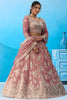 Lovable Dusty Pink Tissue Embroidered Lehenga Choli with Dupatta