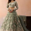 Premium Green Tissue Embroidered Wedding Lehenga Choli with Dupatta