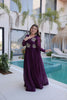 Stylish Wine Silver Crunchy Embroidered Party Wear Gown for Women