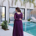 Stylish Wine Silver Crunchy Embroidered Party Wear Gown for Women