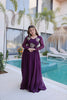 Stylish Wine Silver Crunchy Embroidered Party Wear Gown for Women