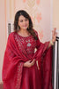 Awesome Maroon Gold Crush Embroidered Party Wear Gown with Dupatta for Women