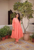 Graceful Peach Embroidered Cotton Casual Kurti Set with Bottom for Women
