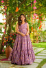 Fancy Lavender Chinon Floral Digital Printed Casual Gown for Women
