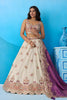 Elegant Off-White Tissue Embroidered Lehenga Choli with Purple Dupatta for Women