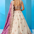 Elegant Off-White Tissue Embroidered Lehenga Choli with Purple Dupatta for Women