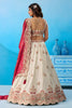 Stunning Off-White Tissue Embroidered Lehenga Choli with Red Dupatta for Women