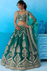 Stylish Rama Green Silk Embroidered Lehenga Choli with Dupatta for Women