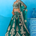 Stylish Rama Green Silk Embroidered Lehenga Choli with Dupatta for Women