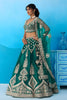 Stylish Rama Green Silk Embroidered Lehenga Choli with Dupatta for Women