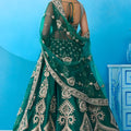 Stylish Rama Green Silk Embroidered Lehenga Choli with Dupatta for Women
