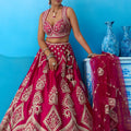 Ideal Rani Pink Silk Embroidered Lehenga Choli with Dupatta for Women