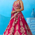 Ideal Rani Pink Silk Embroidered Lehenga Choli with Dupatta for Women