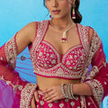 Ideal Rani Pink Silk Embroidered Lehenga Choli with Dupatta for Women