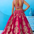 Ideal Rani Pink Silk Embroidered Lehenga Choli with Dupatta for Women