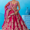 Ideal Rani Pink Silk Embroidered Lehenga Choli with Dupatta for Women