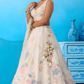 Fancy Off-White Tissue Floral Embroidered Lehenga Choli with Dupatta for Women