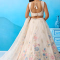 Fancy Off-White Tissue Floral Embroidered Lehenga Choli with Dupatta for Women