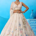 Fancy Off-White Tissue Floral Embroidered Lehenga Choli with Dupatta for Women