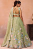 Imperial Pista Green Tissue Floral Embroidered Lehenga Choli with Dupatta for Women