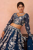 Graceful Navy Blue Organza Floral Embroidered Lehenga Choli with Dupatta for Women