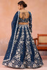 Graceful Navy Blue Organza Floral Embroidered Lehenga Choli with Dupatta for Women