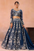 Graceful Navy Blue Organza Floral Embroidered Lehenga Choli with Dupatta for Women
