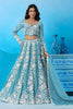 Wonderful Sky Blue Organza Floral Embroidered Lehenga Choli with Dupatta for Women