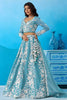Wonderful Sky Blue Organza Floral Embroidered Lehenga Choli with Dupatta for Women