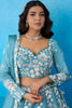 Wonderful Sky Blue Organza Floral Embroidered Lehenga Choli with Dupatta for Women