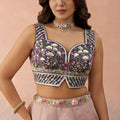 Traditional Peach Net Embroidered Wedding Lehenga Choli with Dupatta for Women