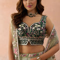Refreshing Pista Green Net Embroidered Wedding Lehenga Choli with Dupatta for Women
