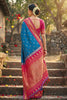 Royal Blue Pink Kanjivaram Silk Saree with Zari Border Traditional Saree