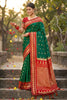 Green Banarasi Silk Saree Red Zari Border Traditional Saree