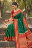 Green Banarasi Silk Saree Red Zari Border Traditional Saree